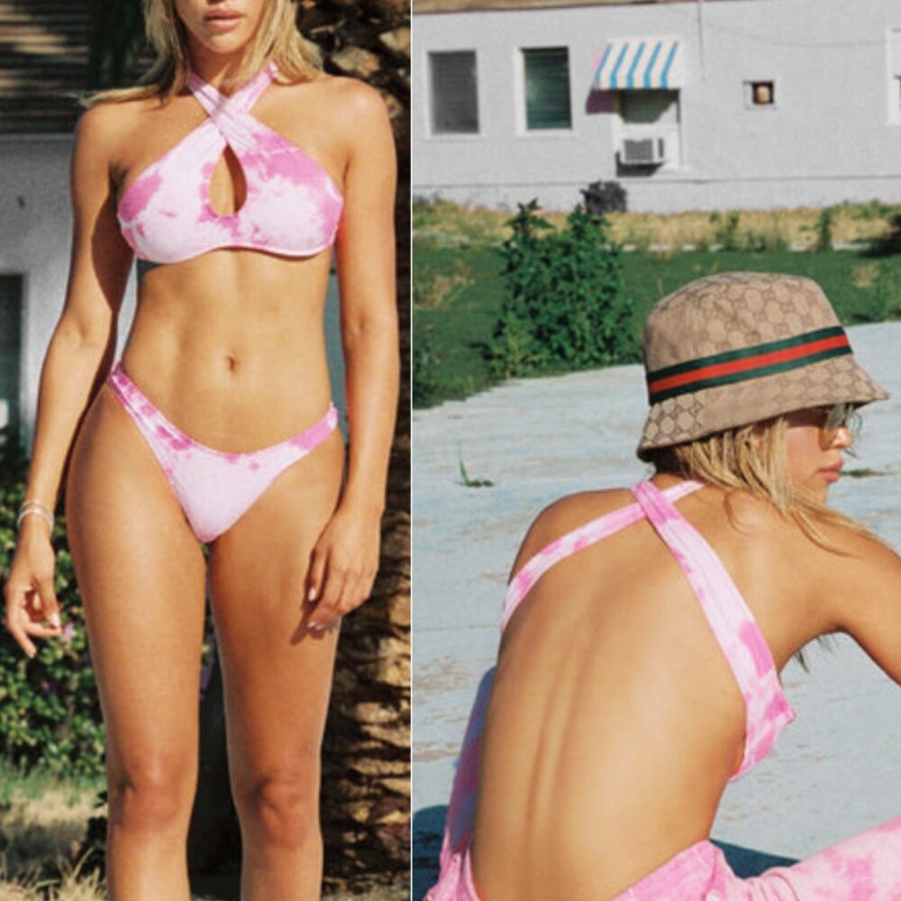 Frankies Bikinis X Sofia Richie Sunny Top XS Tie Dye Pink